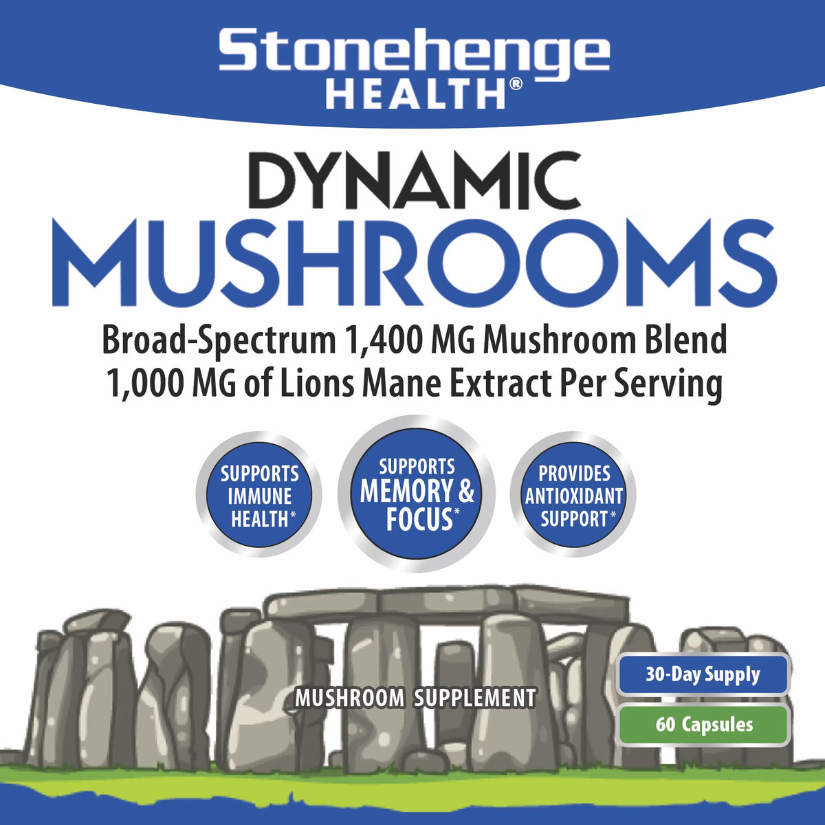 Stonehenge Health Dynamic Mushroom Complex - 60 Veggie Capsules
