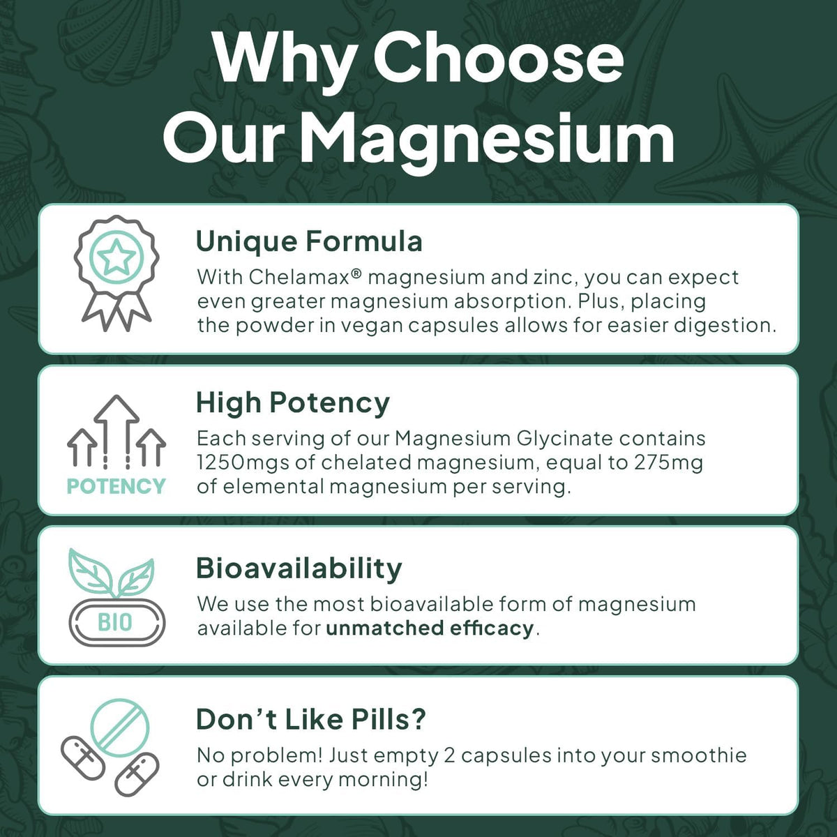 Organics Ocean Pure Magnesium Glycinate & Chelated Zinc | 90 Capsules
