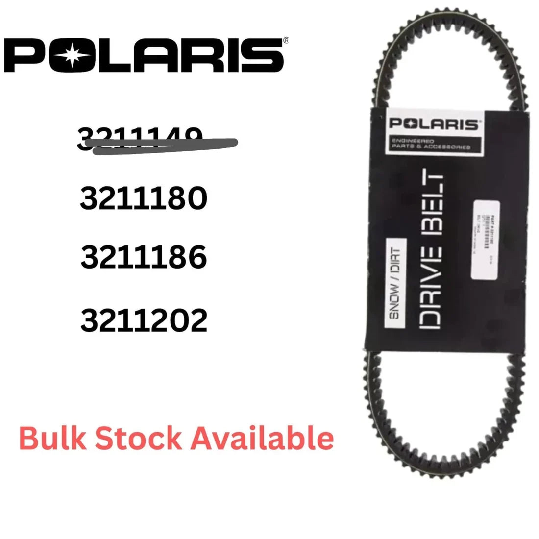 OEM Polaris Drive Belt - Codes 3211180, 3211186, 3211202 - Brand New