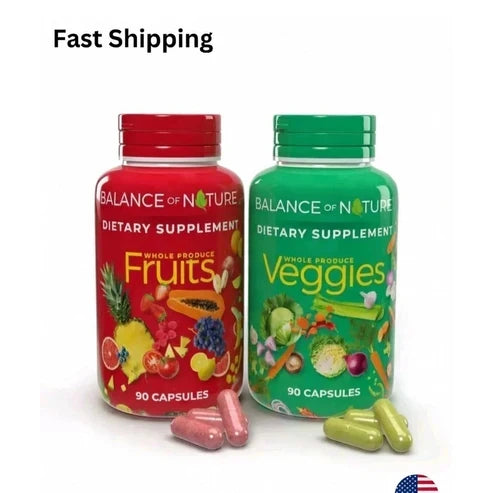 2 Pack – Fruits and Vegetables Whole Food Superfood Supplement – 90 Fruit & 90 Veggie Capsules (Total 180 Capsules)