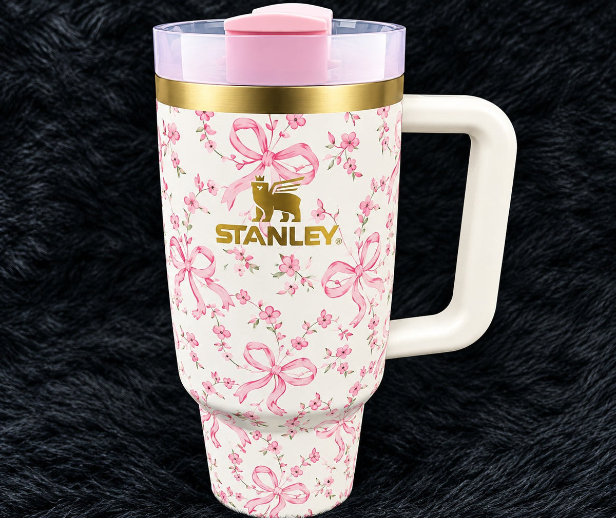 Stanley The Quencher H2.0 FlowState Tumbler - Pink Ribbon Floral Edition 40 oz