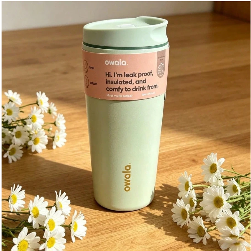 Owala 32oz Insulated Coffee Tumbler - Earthy Sage Green Minimalist Travel Mug with Slide Lid